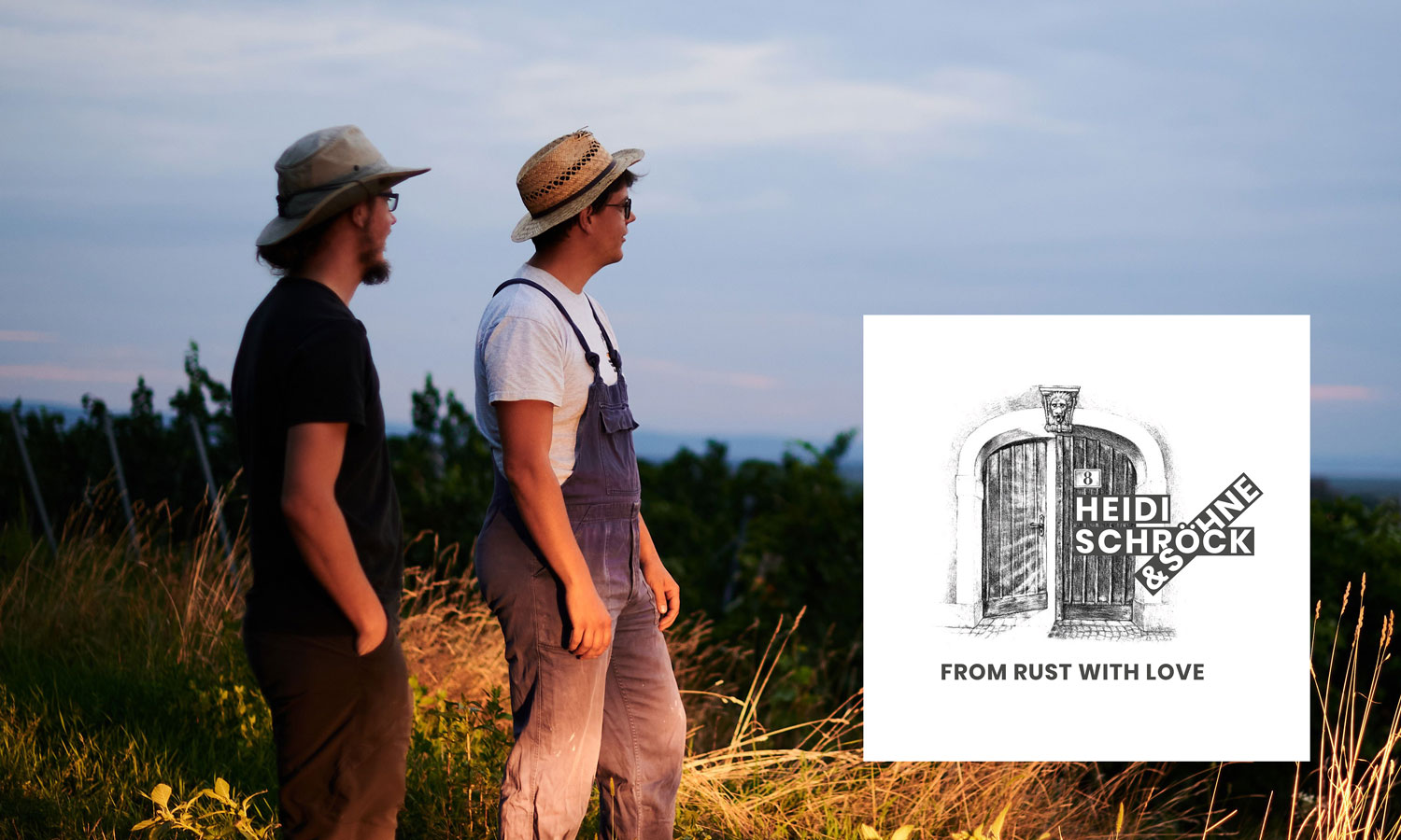 Sönerna Schröck i solnedgång